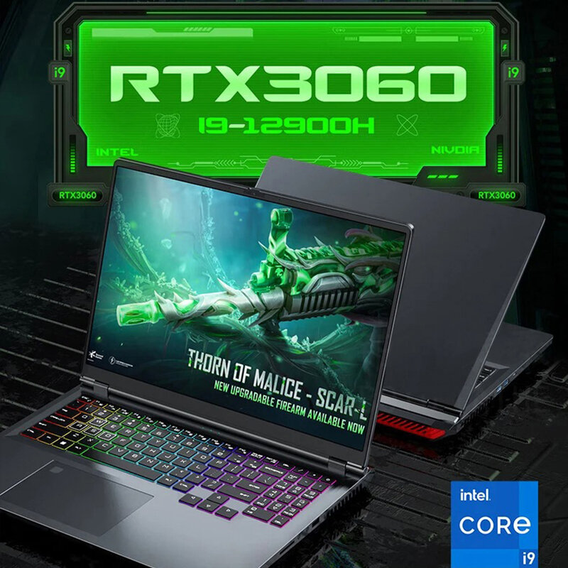 CRELANDER Laptop Gamer 16 inci Intel Core i9, Laptop Gaming Notebook SSD 2.5k layar IPS 165Hz RTX 3060 6G 4TB