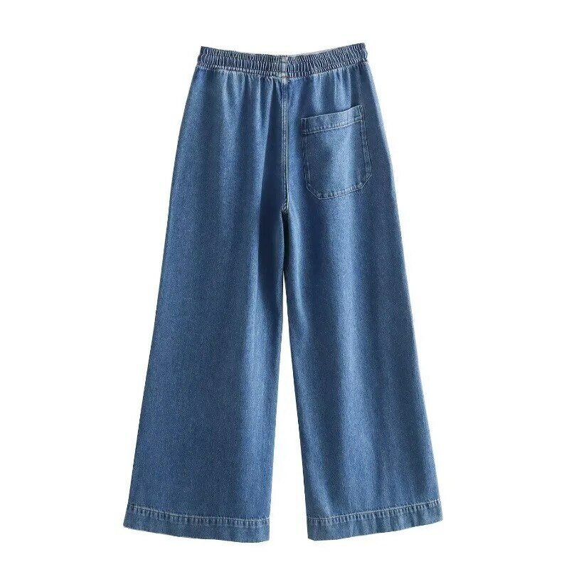 TRAF ZR-Jeans e calças jeans para mulheres, ternos de moda, 2 peças, conjuntos de correspondência, Y2K, grupos, novo, 2024