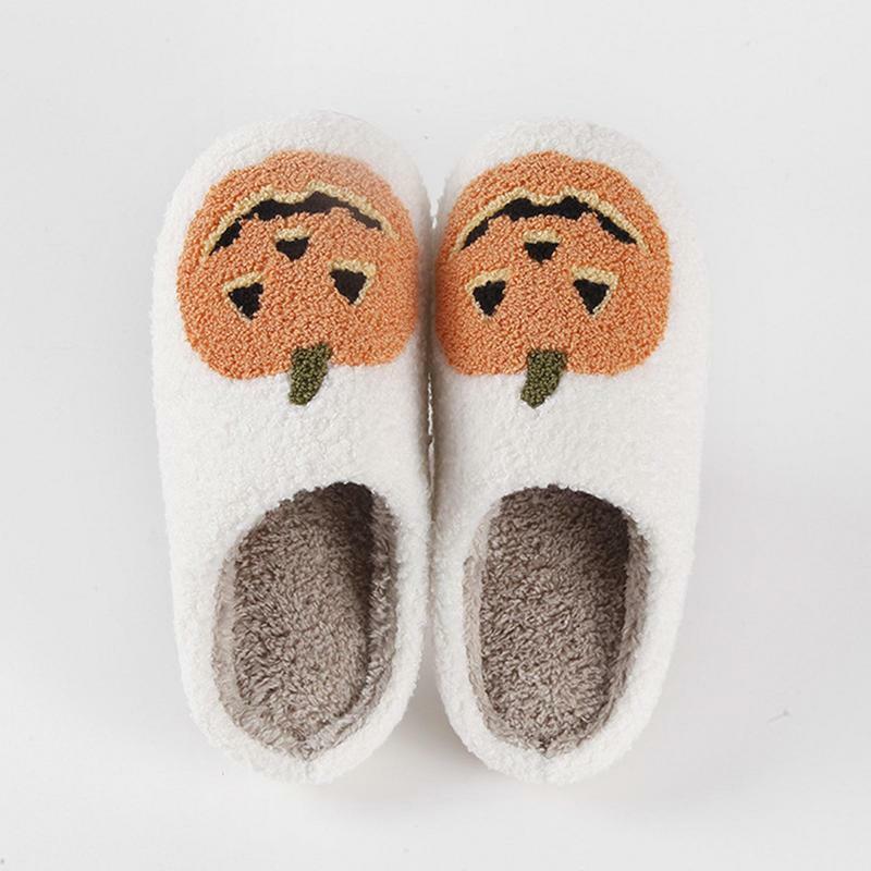 Halloween Slippers For Women Fuzzy Slippers Indoor Cotton Slippers Festive Halloween Design Non-Slip Sole And Excellent Traction
