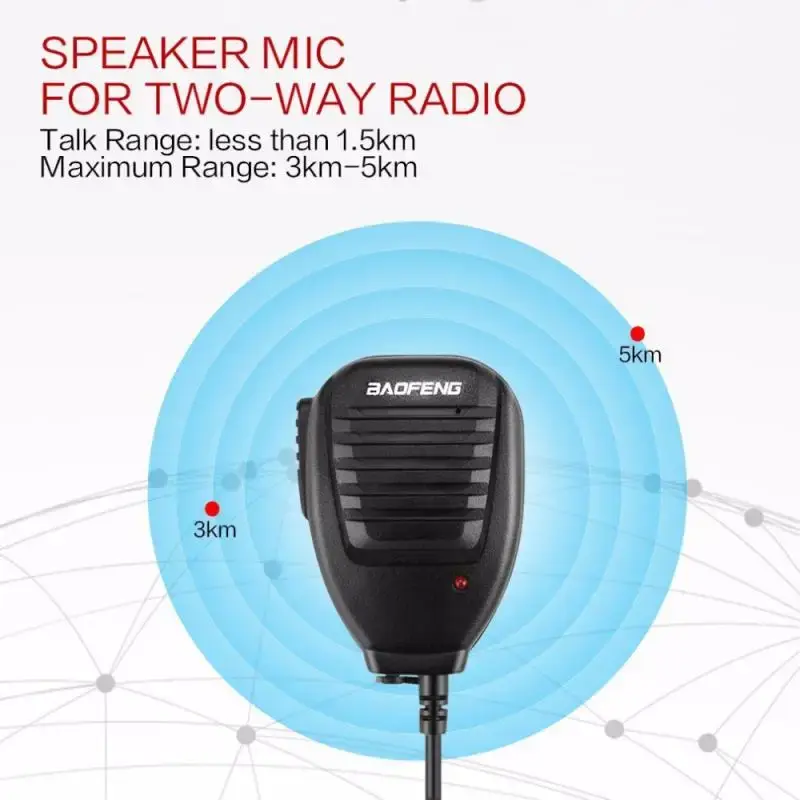 Baofeng mikrofon tangan Walkie Talkie, Speaker Radio Mic PTT untuk Walkie Talkie BF-888S UV-82 UV-5R UV-5RPro H9 H7 Ham Radio
