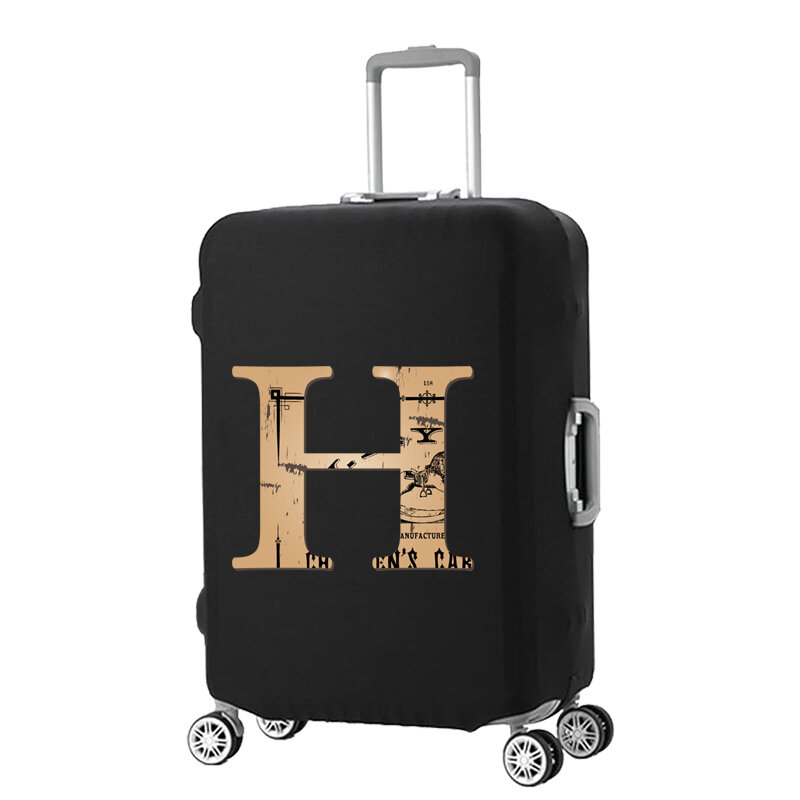 Brown Letter Luggage Cover Thicker Protective Cover Elastic Luggage Cover Anti-scratch Protective Cover Travel Accessories