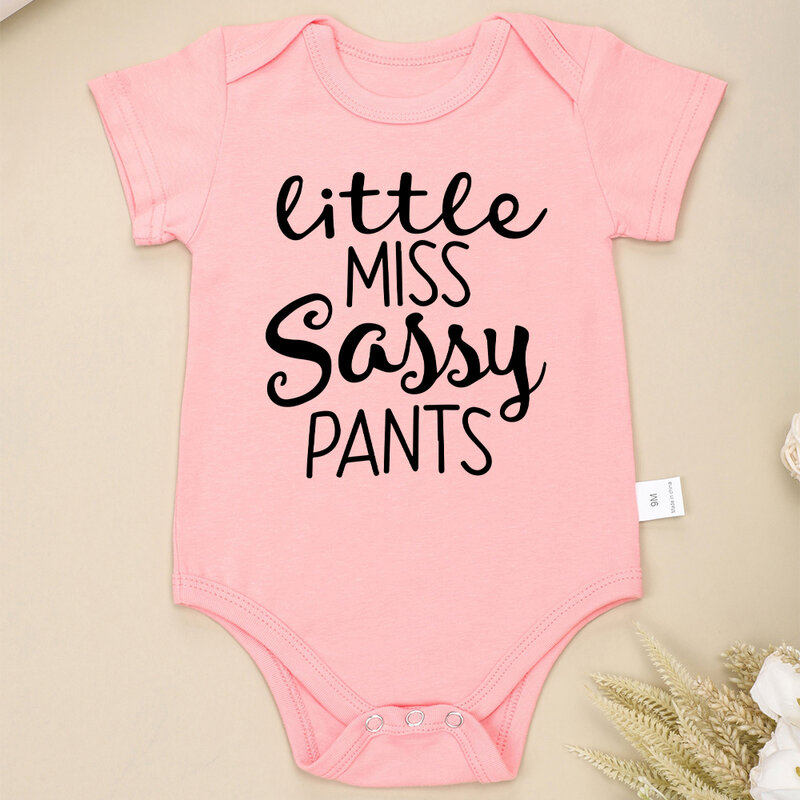 Little Miss Sassy Pants Fun Cute Baby Girl Clothes tutina in cotone morbido di alta qualità tuta per bambini estate Casual Versatile