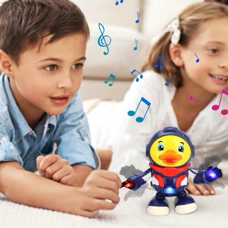 Anatra danzante simpatico giocattolo elettronico illuminato anatra con musica interattiva in movimento anatra giocattoli per bambini apprendimento precoce pasqua educativa