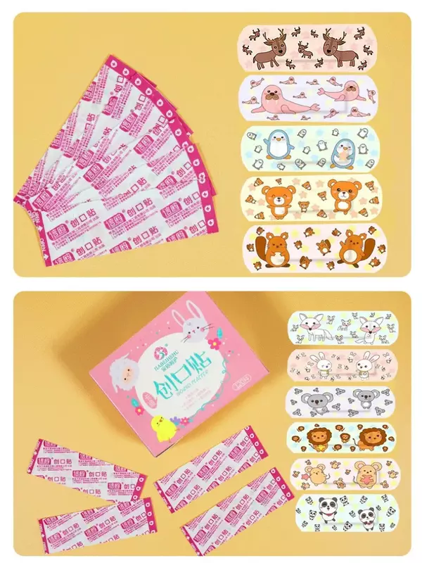 Bandagens adesivas impermeáveis para crianças, Cute Cartoon Band Aid, Adesivos de emergência de primeiros socorros para crianças, impermeável, 120pcs por lote