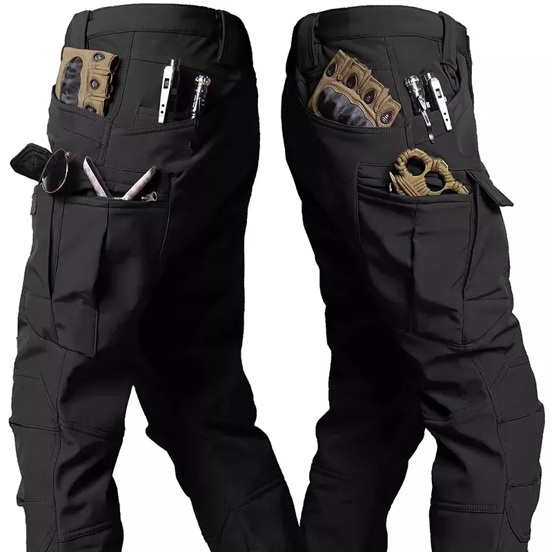 Водонепроницаемые тактические брюки, мужские военные флисовые брюки из мягкой кожи акулы, уличные водонепроницаемые армейские износостойкие брюки-карго