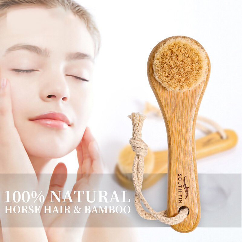 1PC spazzola esfoliante spazzola per la pulizia del viso capelli di bambù massaggio per la pulizia del viso spazzola per la cura del viso pulizia profonda dei pori