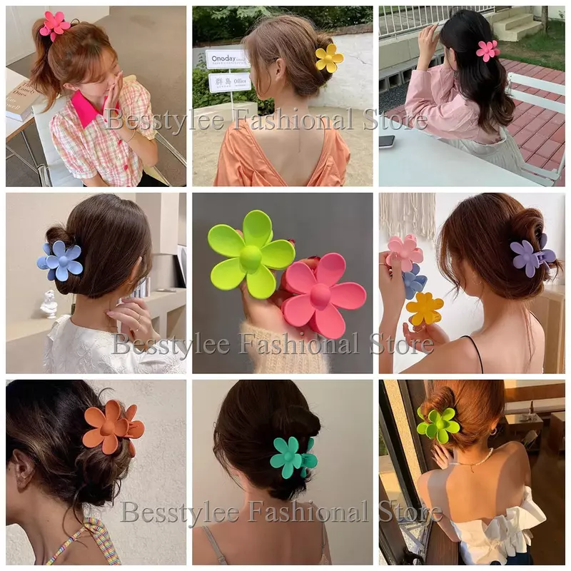 Korean Flower Shape Cabelo Garra para Mulheres e Meninas, Grampo de Cabelo, Caranguejo, Ponytail Hairpin, Banho Presilha, Headwear Acessórios, Novo