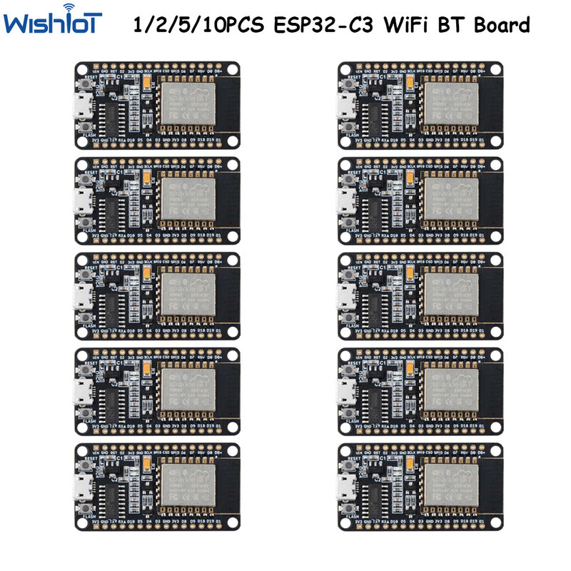 1/2/5/10 buah ESP32-C3 WiFi, papan pengembangan gigi biru 32-bit RISC-V prosesor satu inti 4MB Flash NiceMCU-C3F untuk rumah pintar