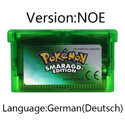 GBA kartrid Game 32-Bit kartu konsol Video Game Pokemon smaragd-feuerrote rubin-bahasa Jerman Label mengkilap untuk GBA NDS