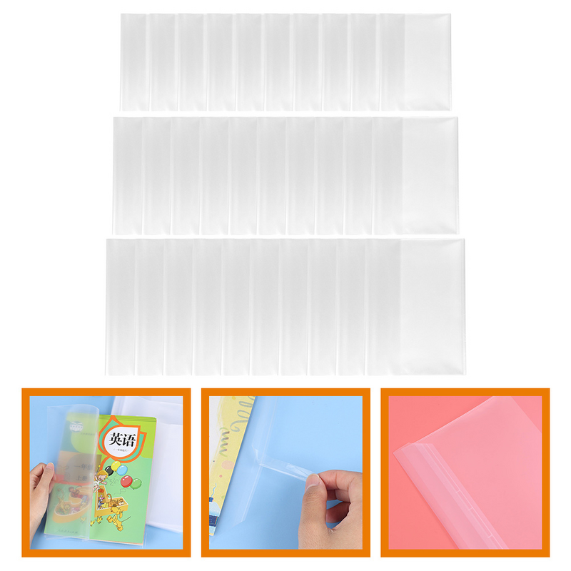 30 Pcs Book Cover Transparent Waterproof Plastic Case Full Set Film Protective 30pcs Packaged Pupils Cases Covers Pp