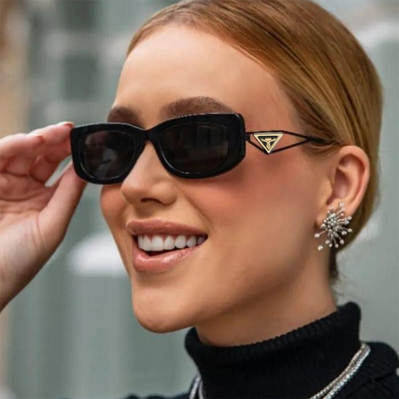 Nowy mała ramka okulary przeciwsłoneczne Cat Eye kobiet osobowość wydrążone trójkątne okulary przeciwsłoneczne męskie modne Retro owalne Gafas De Sol Mujer