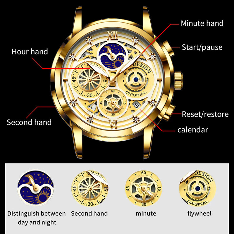 Big LIGE Men Watch ze stali nierdzewnej Top Quailty luksusowe wodoodporne chronograf świecący randki sportowe zegarki na rękę + Box