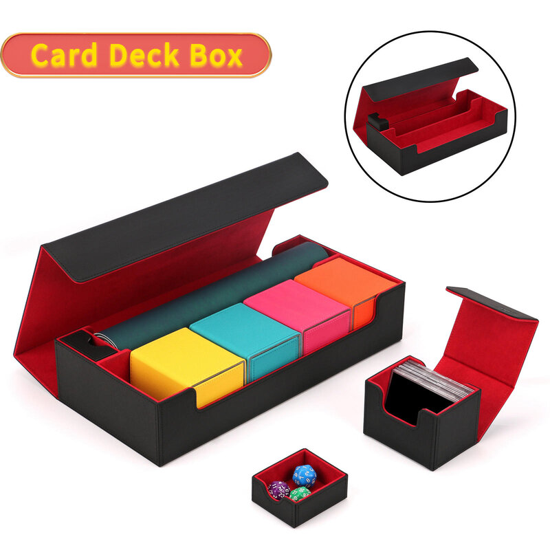 Leather Card Deck Storage Box Durable TCG OCG Card Storage Trading Card Deck Box for Commander MTG Card Carrying Organiser Case
