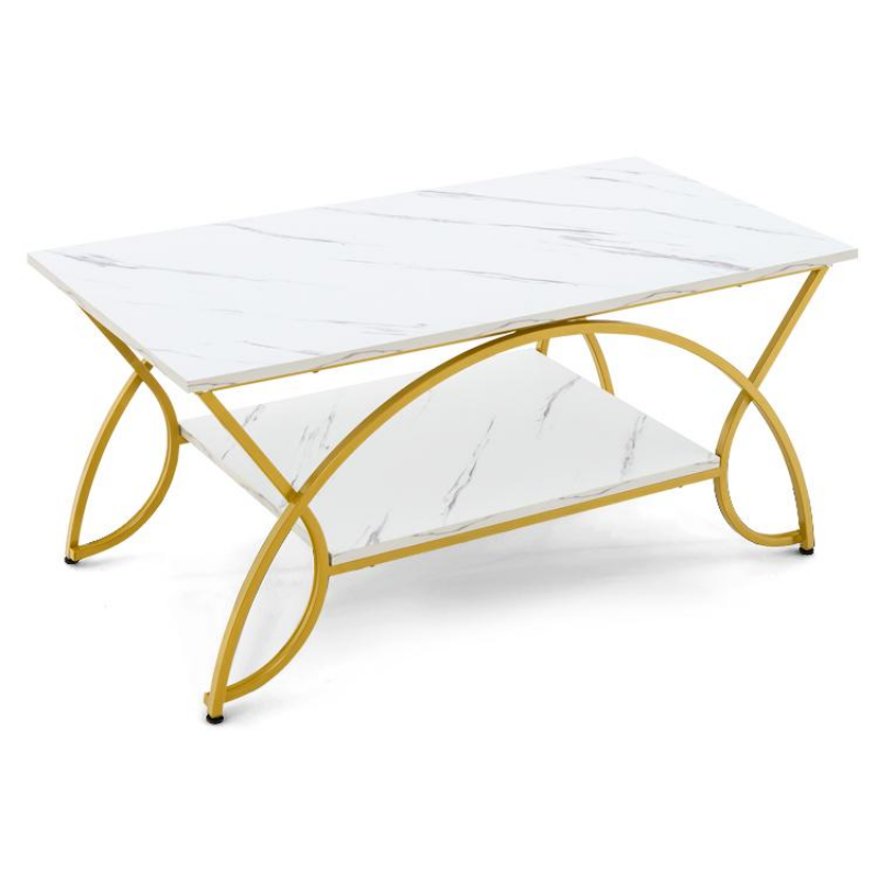 居間,金色,2層用の長方形のコーヒーテーブル
