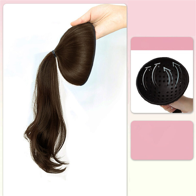 Modne peruki z kręconym kucykiem damskie naturalne peruki idealne kształt głowy symulowanej skórki Pomelo dla ultralekkiego wzrostu włosów kręcone włosy
