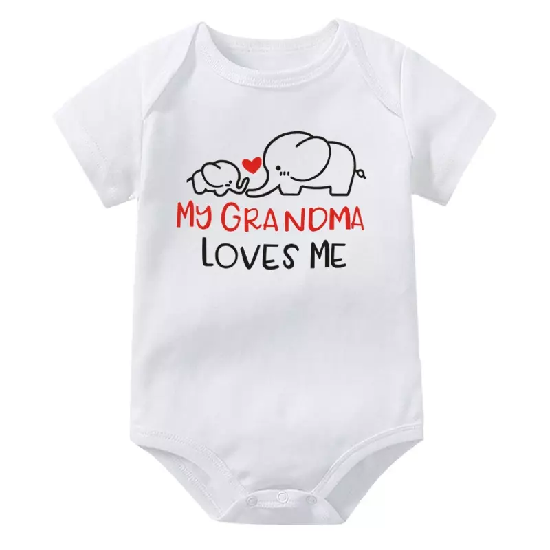 Combinaison imprimée My Grandma Loves Me pour bébé, barboteuse en coton pour tout-petits, vêtements à manches courtes pour bébés, filles et garçons