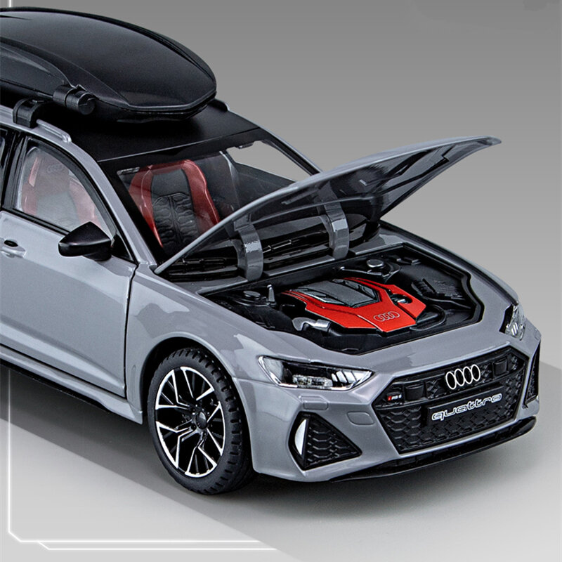 Coche de aleación Audi RS6 Avant Station Wagon, vehículo de juguete de Metal fundido a presión, simulación de sonido y luz, regalo para niños, 1/24