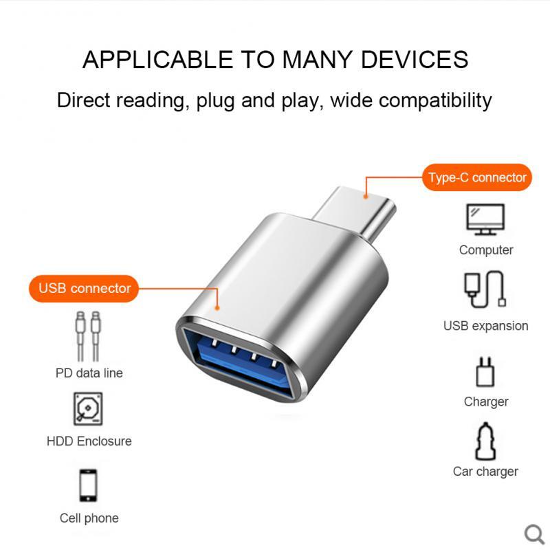 RYRA Multi-Fungsi Mini Adaptor Tipe C untuk USB3.0 Super Speed Transfer Portable USB Adaptor Kompatibilitas Kuat dengan Tipe C OTG