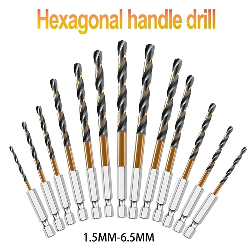 60-120mm HSS Drill Bits Titanium Coated 1/4 Hex Shank For Cordless Screwdrivers Drill Chuck For Wood Plastic Drilling Tool Use