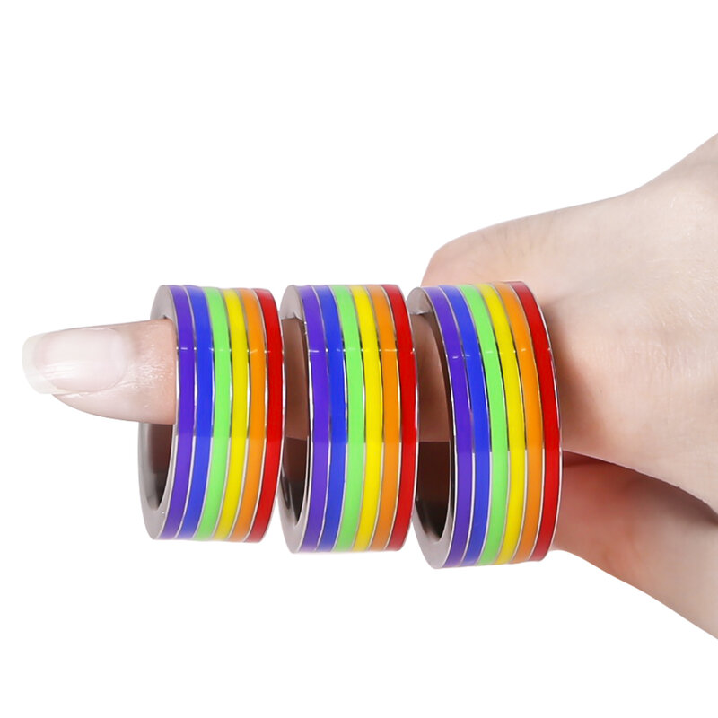 Male Pride Glans Ring Rainbow Penis Ring Stainless Steel Cock Rings Sleeve Delay Ejaculation Trainer Chastity Sex Tooys For Man