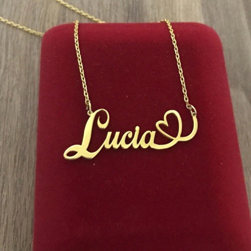 Edelstahl benutzer definierte Name Halsketten mit Herz Vintage Brief Choker Halsketten für Frauen Modeschmuck Valentinstag Geschenke