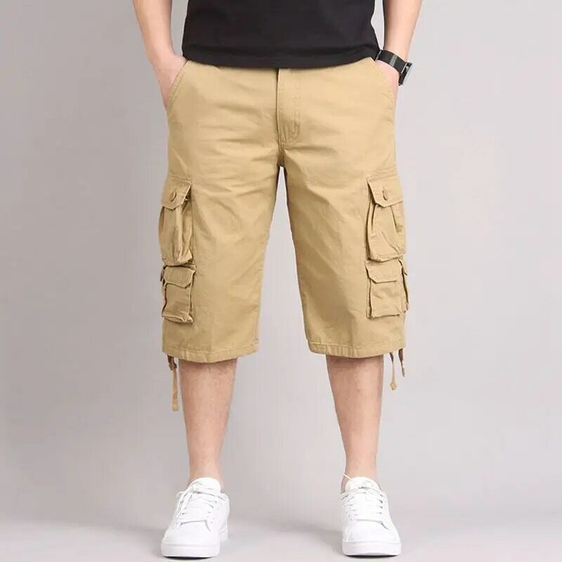 Neue Mode Sommer Cargo-Shorts Männer Casual Lose Baggy Taktische Boardshorts Taschen Streetwear Baumwolle Kleidung