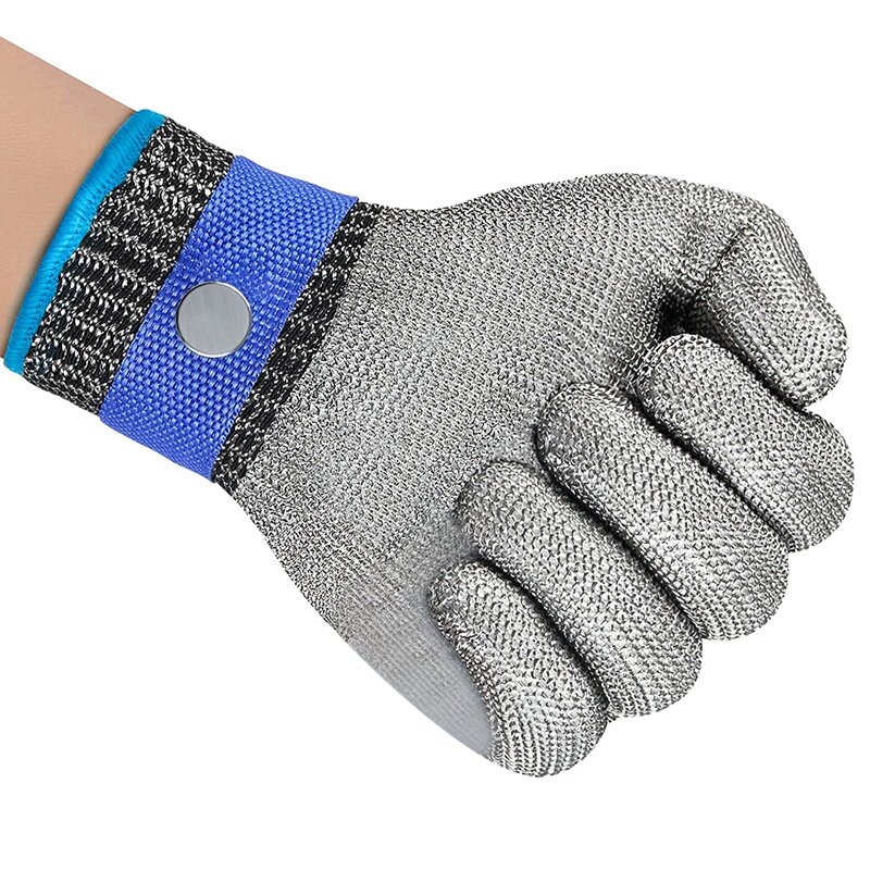 RISE-Malha De Metal De Aço Inoxidável Para Proteção Da Mão Direita e Esquerda, Luvas De Corte De Madeira, Somente 1, Grau 5