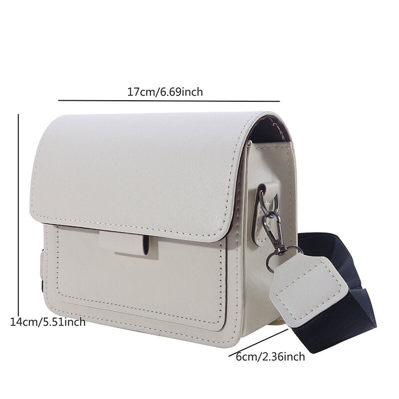 Women Small Square Bag Retro Versatile Wide Shoulder Strap Large Capacity Casual Portable Female One Shoulder Crossbody Bag
