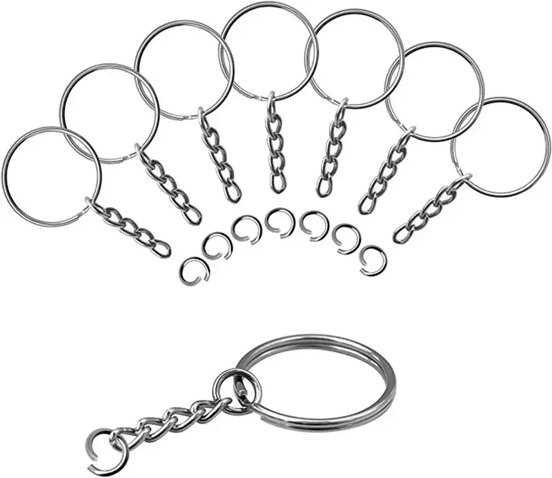 50/100 stücke Edelstahl Loch flachen Schlüssel ring DIY Tasche Anhänger Schnallen machen polierte Schlüssel anhänger Linie Split Ringe Schmuck Ergebnisse
