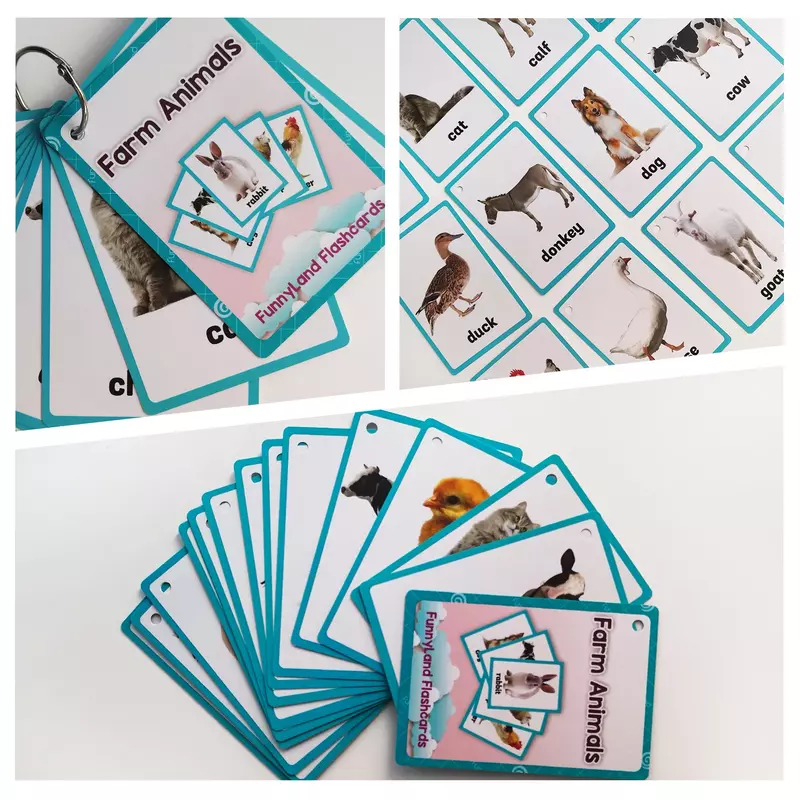 Farm Animal Wild Animals Learning English Words Cards For Kids Child Educational Toys Preschool Teaching Aids Classroom Decor