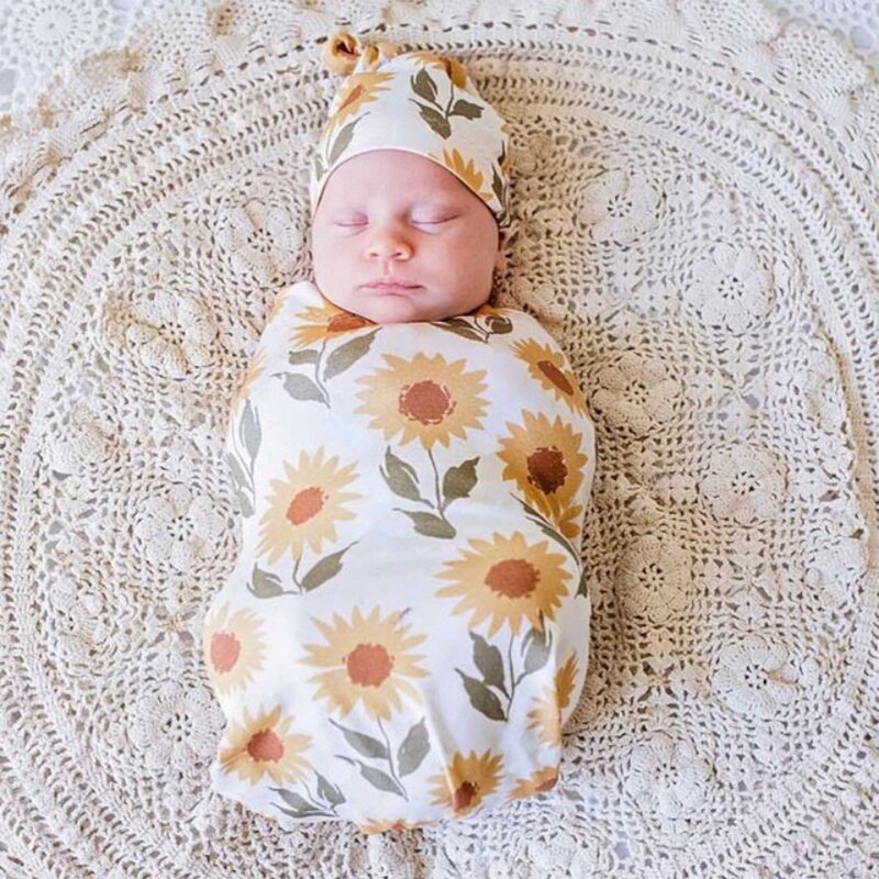 Set cappelli per sacco a per neonato, accessori per fotografia, fascia avvolgente, per coperta per dormire in cotone per