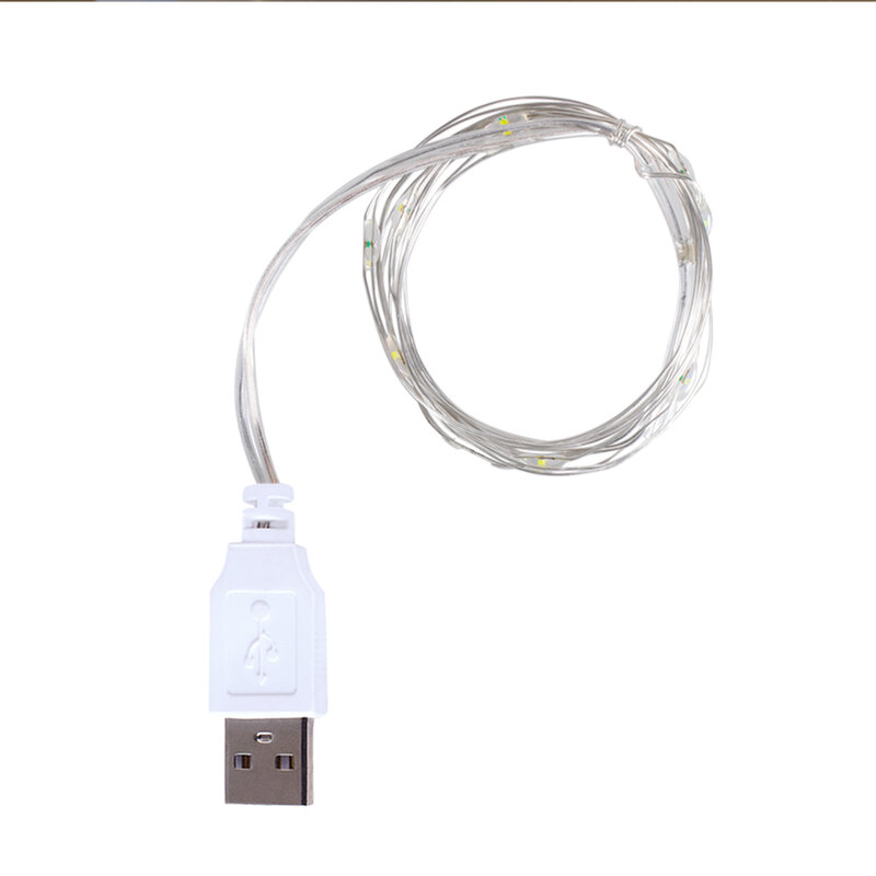 1M 2M 3M USB girlanda żarówkowa LED światła srebrne miedziane drut Garland światła wodoodporne lampki na świąteczne dekoracje weselne