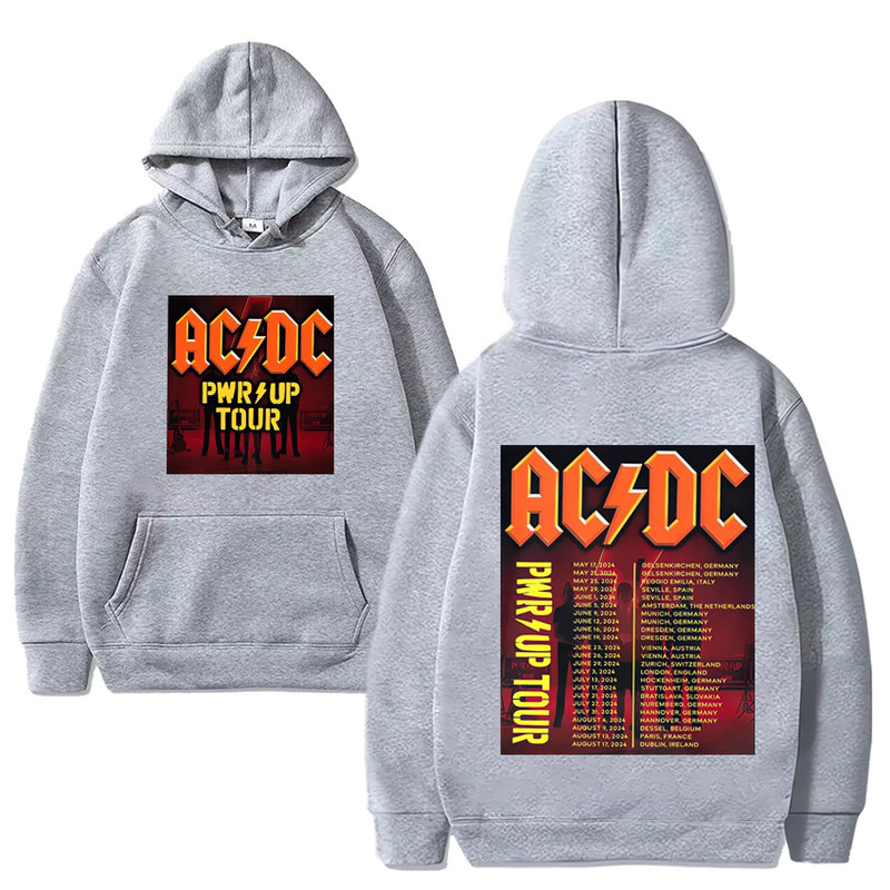 ACDC Rock Tour 2024 Double Sides Hoodie Men Women Hip Hop Oversized Casual Fashion Sweatshirts Unisex vintage Fleece pullovers