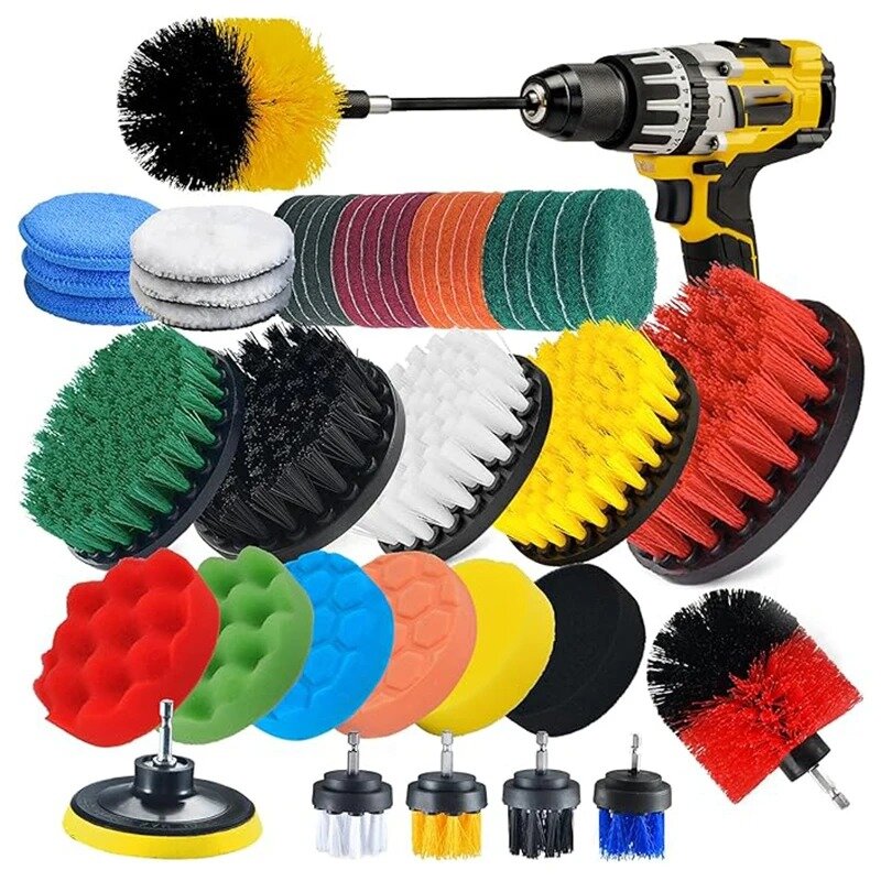 UNTIOR Electric Drill Brush Kit Power Scrubber Brush accessories Set Scrub Wash Brushes Tools for Car Floor Tires Toilet Cleanin