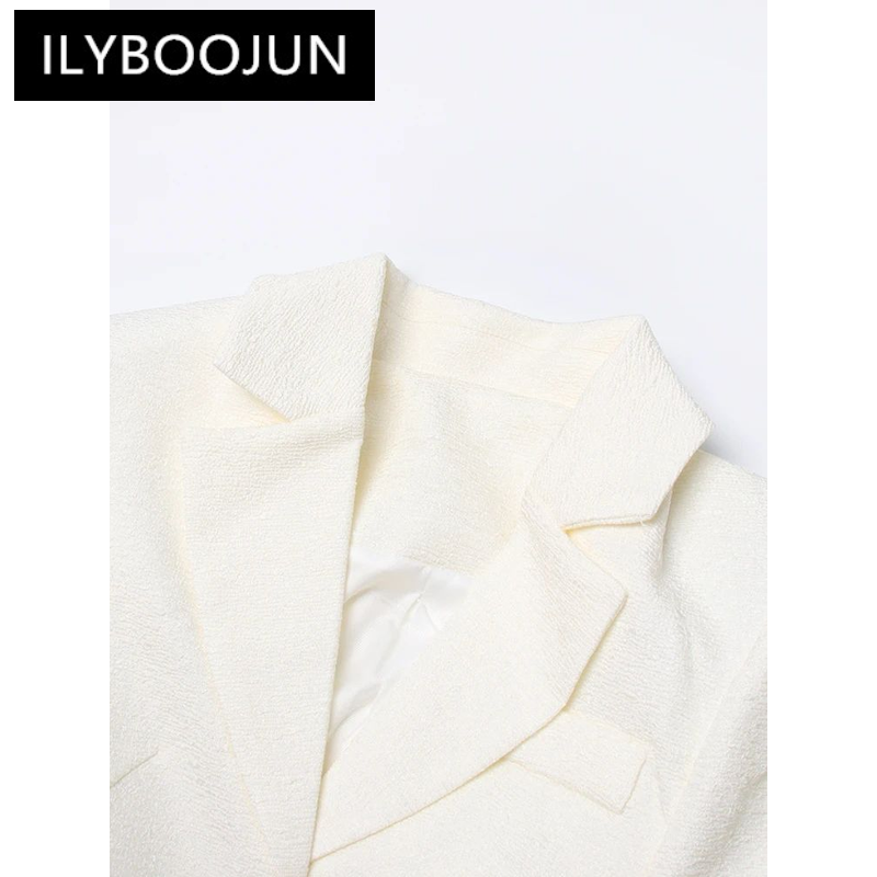 ILYBOOJUN-Blazer recortado para mujer, chaqueta de manga larga con solapa, color liso, estilo de moda, novedad de otoño, 2022