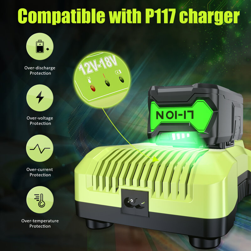 Batterie Lithium-Ion de 6Ah pour RYOBI P108, 18 V, One + Plus, Outils Électriques, P104, Pknit, RB18L50, RB18L20, P108