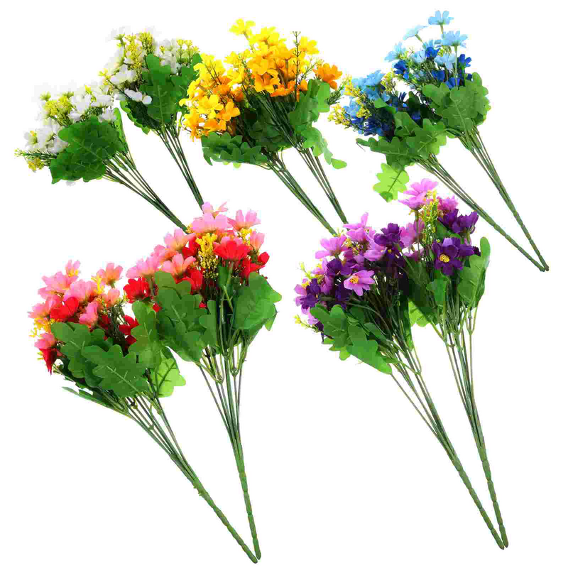 Bunga buatan bunga plastik luar ruangan untuk dekorasi tanaman aster luar ruangan palsu