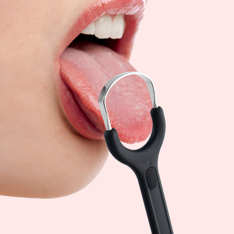 Nowy przenośny środek do czyszczenia stal nierdzewna język skrobaczka do języka osoby dorosłej do usuwania nieświeżego oddechu pielęgnacja jamy ustnej deskowy