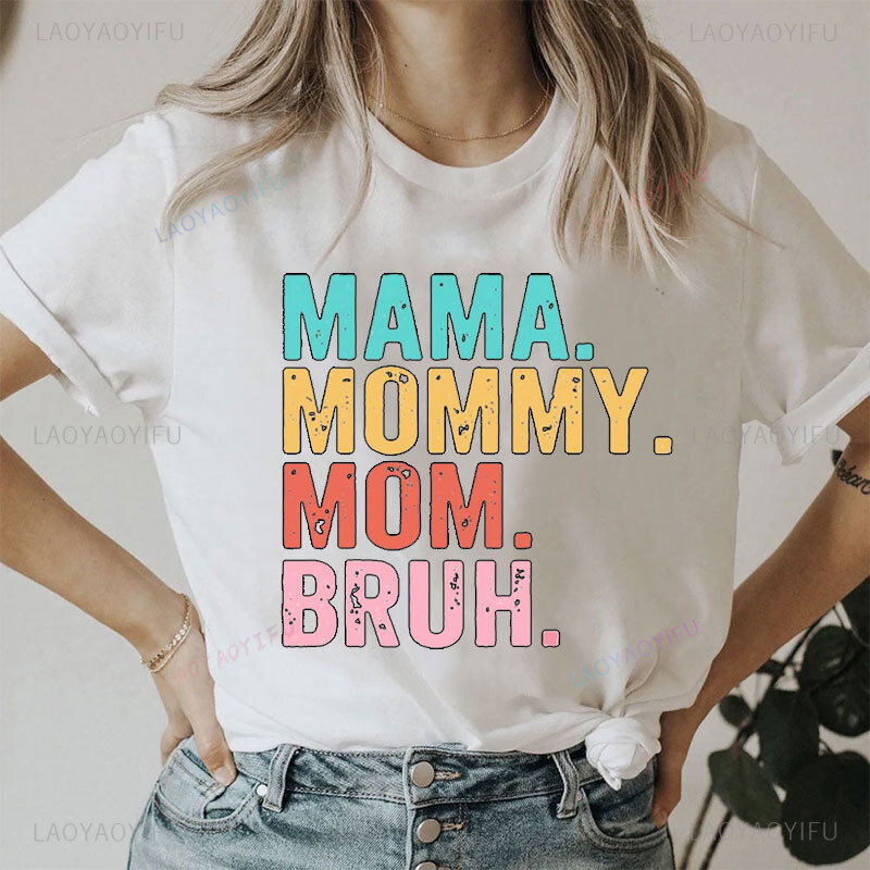 LAZYCHILD Mama T-Shirts Women Mama Shirt - Mommy Mom Cotton T Shirt Funny Mom Tee Tops Personality Womens Comfort Clothing