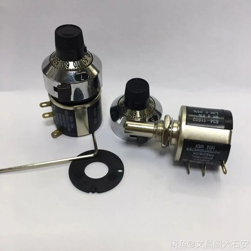 Potenciômetro com Resistor Ajustável, 534 Precision Multiturn, Dial Rotary, 6.35mm Knob, 1Set, 10 Ring, New, 1Set