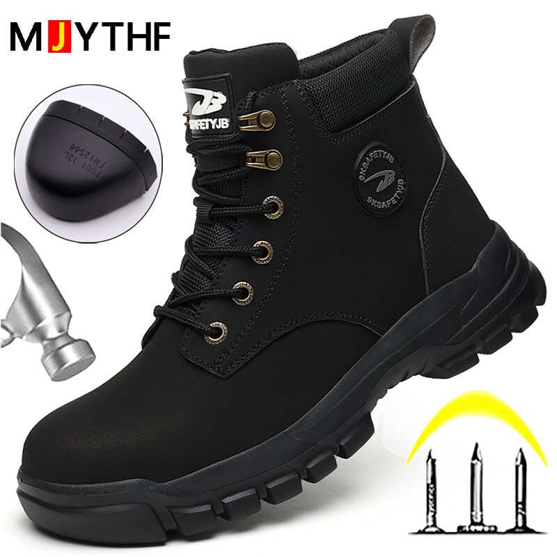 Men Protective Boots Steel Toe Shoes Anti-smash Anti-puncture Work Boots Safety Shoes Indestructible Winter Boots Waterproof