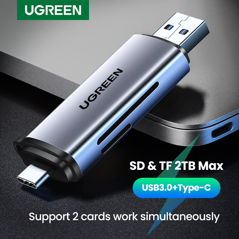 UGREEN Kartenleser USB3.0 & USB C zu SD MicroSD TF Thunderbolt 3 für PC Laptop Zubehör Smart Memory Kartenleser SD Karte Adapter