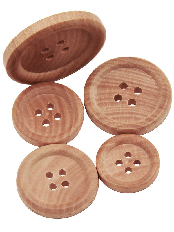 Natural Color Round Piping Camellia Wood Grain Botões de madeira, Acessórios de costura, Roupas, 4 furos, 10mm-30mm, 10 unid, 30 unid