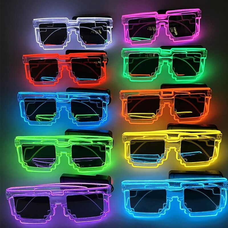 Пластиковые мозаичные светящиеся очки, Новые забавные беспроводные флуоресцентные солнцезащитные очки, аксессуары для EL Glasses