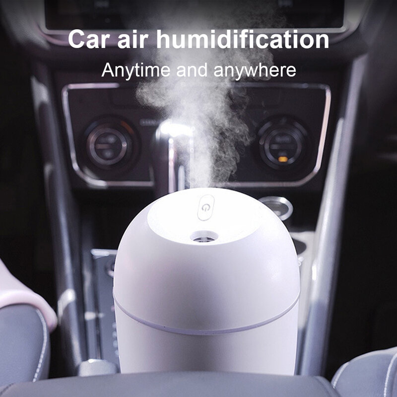 Humidificateur d'air Min 220ML, diffuseur d'aromathérapie ultrasonique, pulvérisateur à brume fraîche, lampe de nuit LED pour voiture et maison