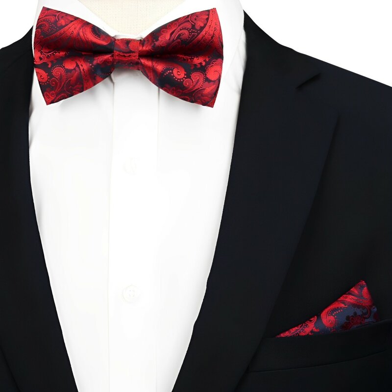 Conjunto de corbata de lazo con estampado de Cachemira para novio y padrino de boda, ropa formal a juego