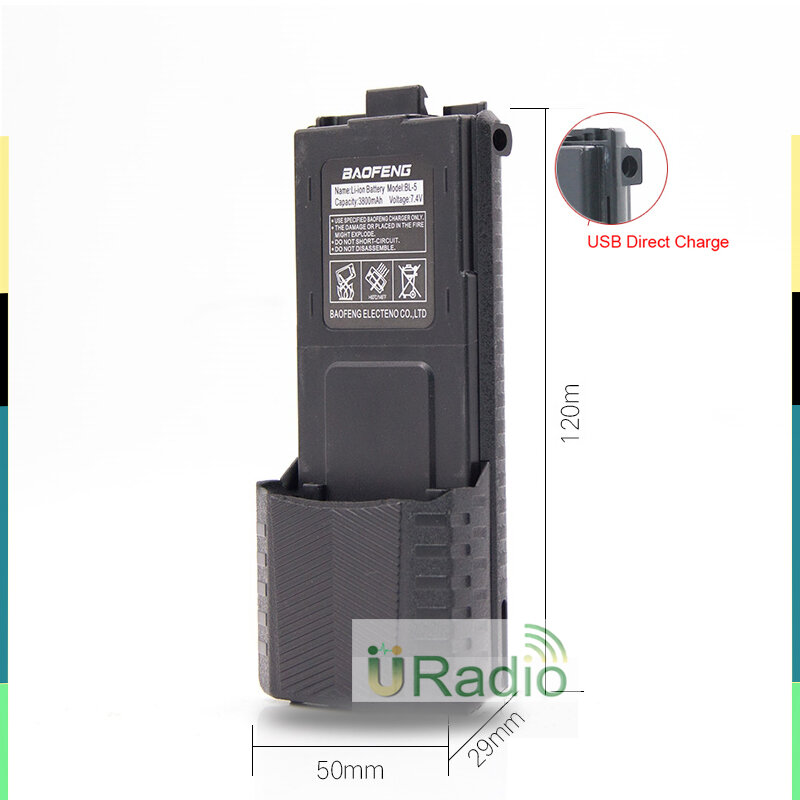 Bateria original Baofeng UV-5R Walkie Talkie BL-5L 7.4v 3800mAh para BF-F8 UV-5RA UV-5RE DM-5R Carregador UV-5R UV5R UV5RE