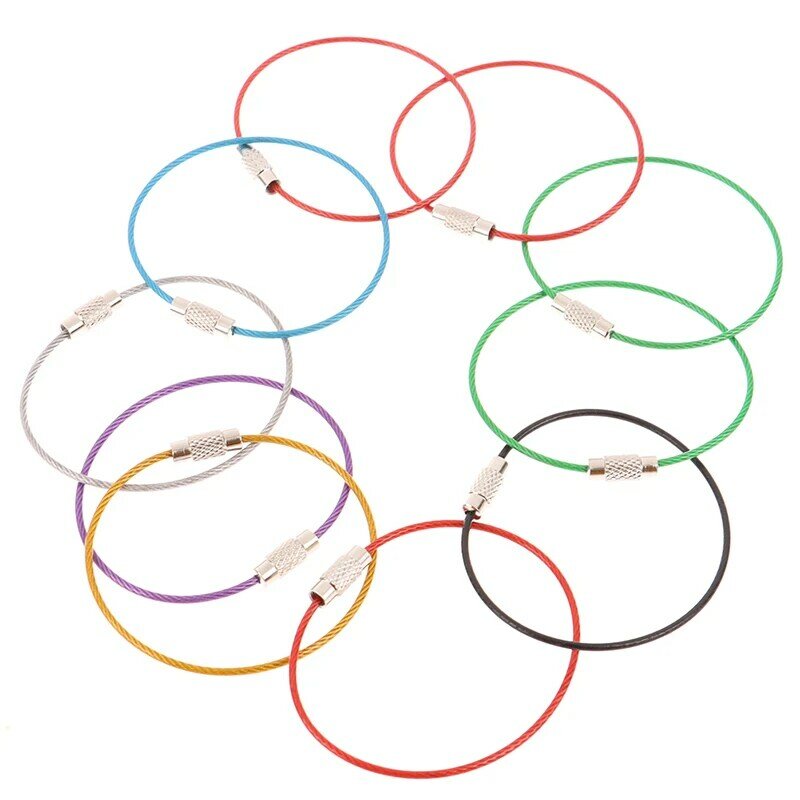 10Pcs150MM Color Coated Steel Wire Rope Ring Stainless Steel Wire Lock Wire Cable Ring Screw Lock Small Ring