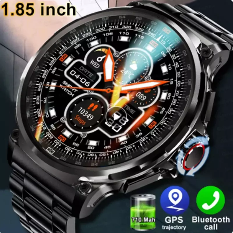 Für huawei xiaomi 1.85 "ultra hd bluetooth anruf smart watch männer gps track 710mah große batterie 400 zifferblatt ip68wasserdichte smartwatch
