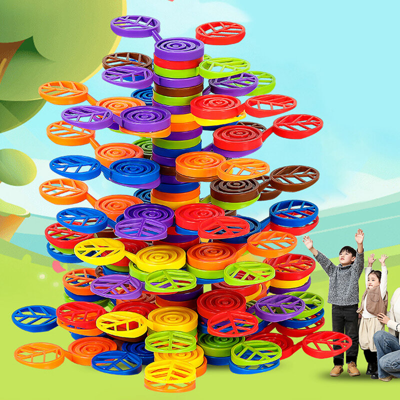 210/360/400 Pcs Wooden Stacking Blocks Rainbow Tree Toddlers Educational Montessori Toys Balance Game Building Toys for Kids
